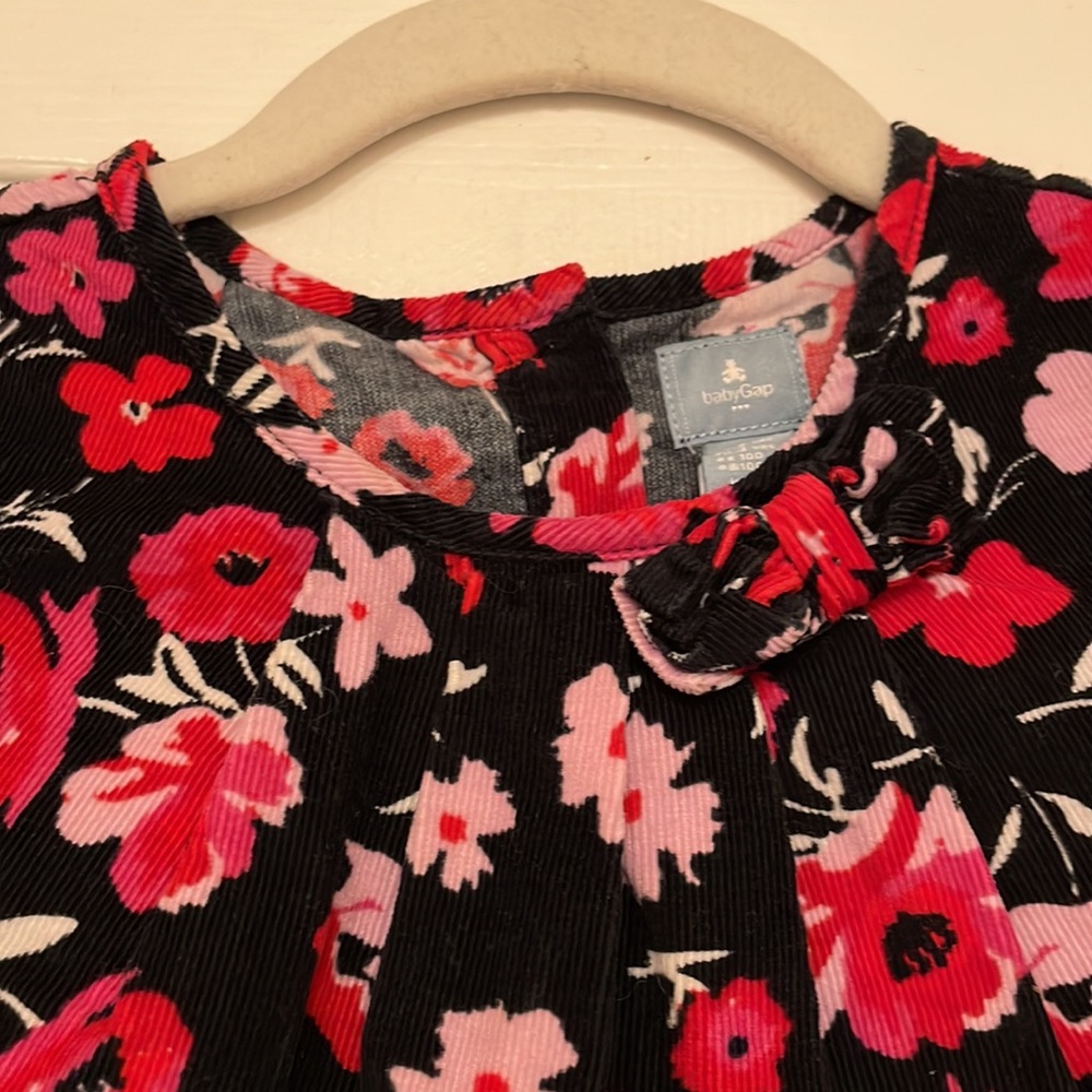 Gap Baby(3yrs) Black and Pink Poppy Corduroy Short Sleeve Dress - Size 3T - Picture 6 of 12